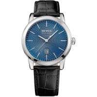 BOSS Mens Analogue Quartz Watch with Blue Dial and Black Leather Strap 1513400