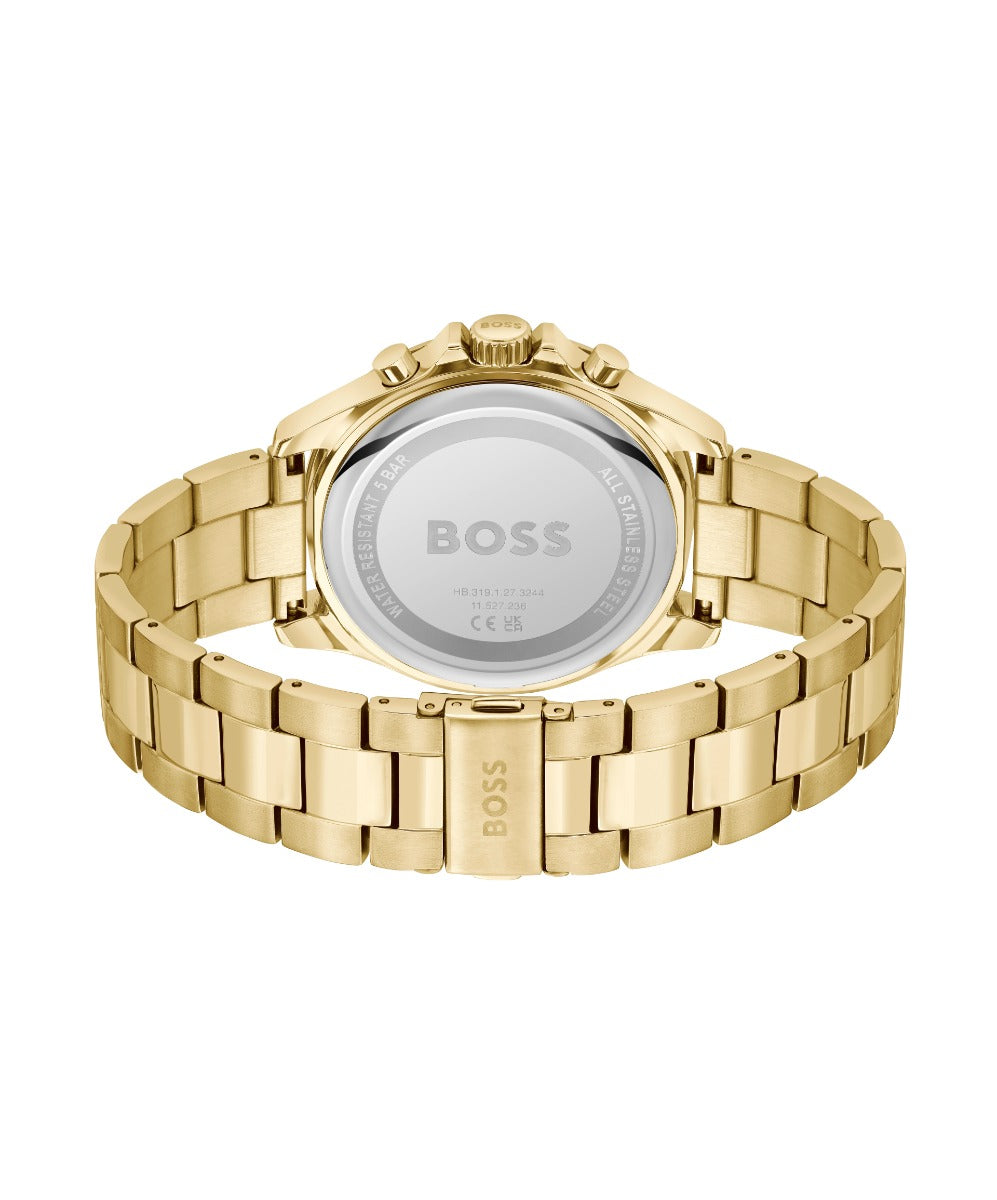Boss Troper Mens Watch with Olive Dial and Gold Strap 1514059