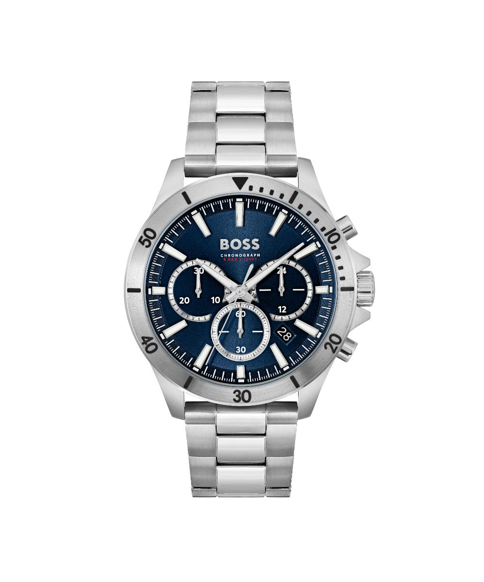 Boss Troper Mens Watch with Blue Dial and Silver Strap 1514069
