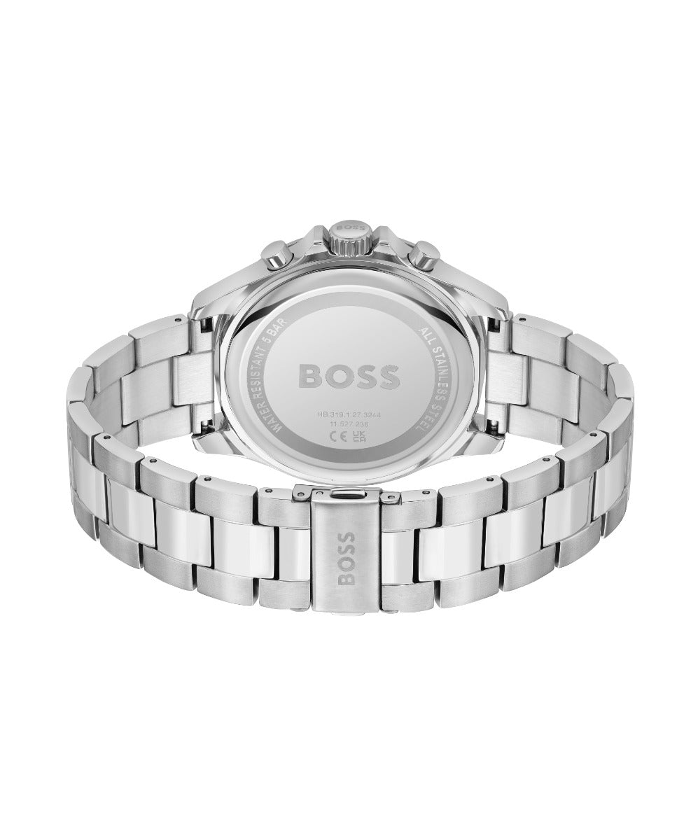 Boss Troper Mens Watch with Black Dial and Silver Strap 1514108