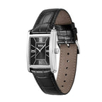 Ffasiwn Gwylio Dynion Boss Principle gyda Deial Ddu a Strap Lledr Du 1514277