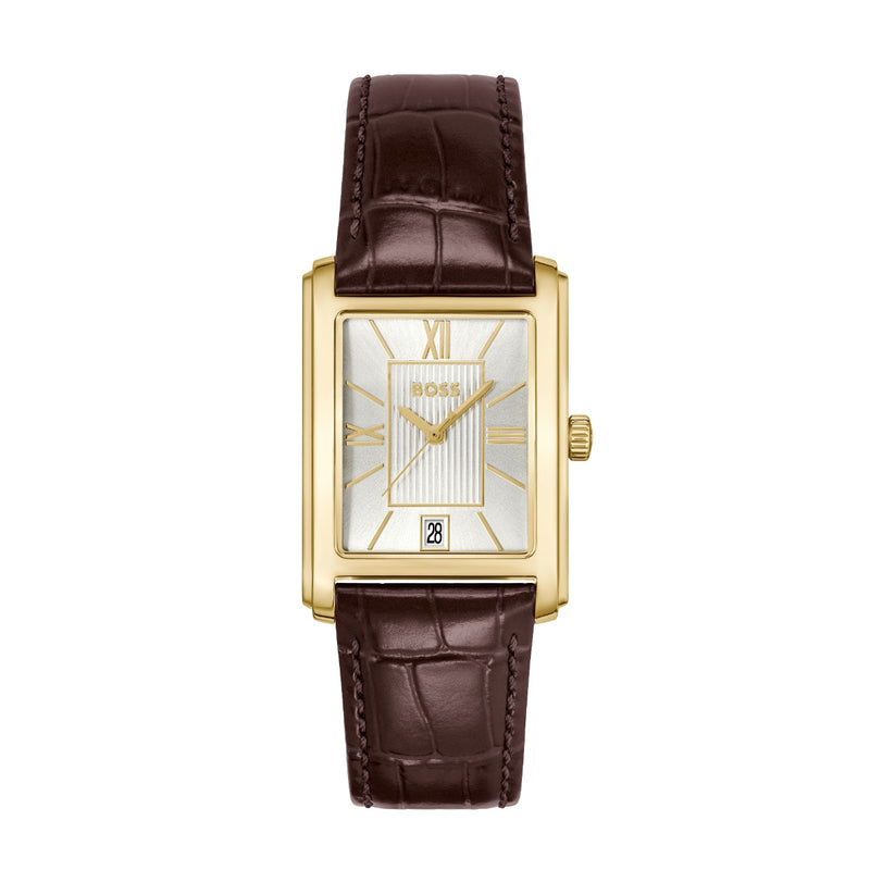 Boss Principle Dress Mens Watch with Silver Dial and Brown Leather Strap 1514300