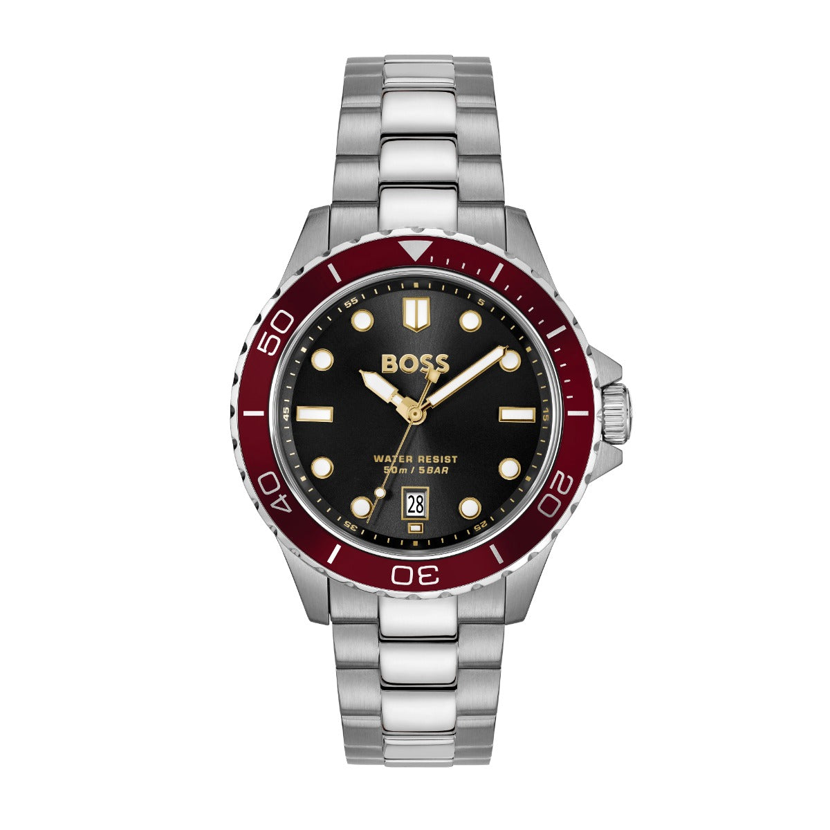 Boss Troper Sport Mens Watch with Black Dial and Silver Strap 1514304
