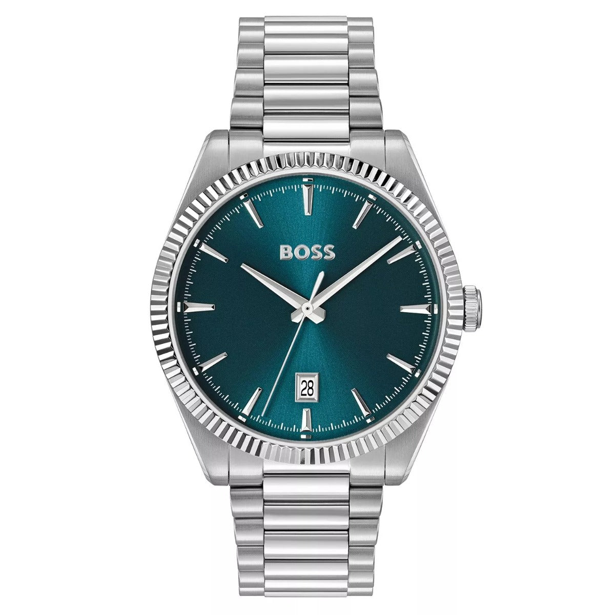 Boss Cheswick Gwyliad Dynion gyda Deial Glas a Strap Arian 1514309
