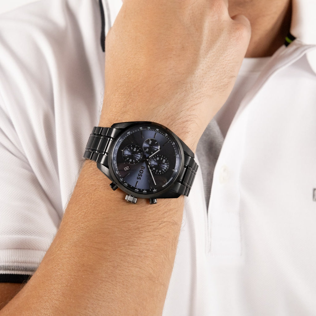 Boss Grand Prix 44 Mens Watch with Blue Dial and Black Strap 1514314