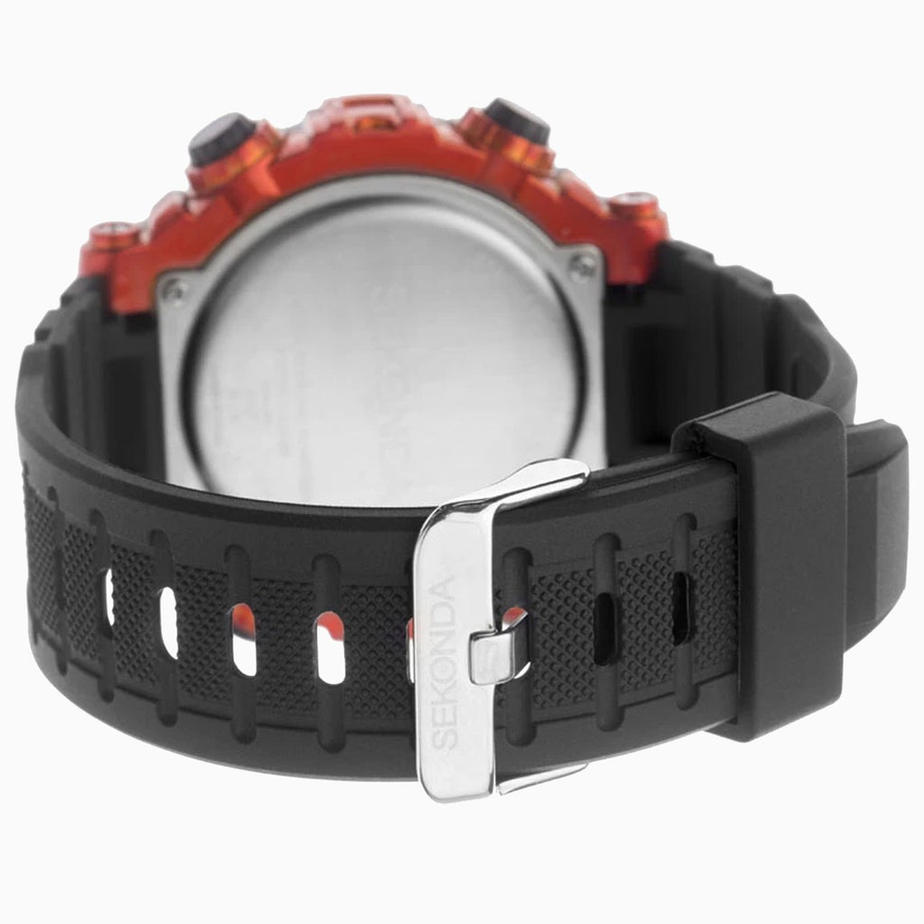 Sekonda Mens Digital Watch with Black Plastic Strap and Orange Accents 1527