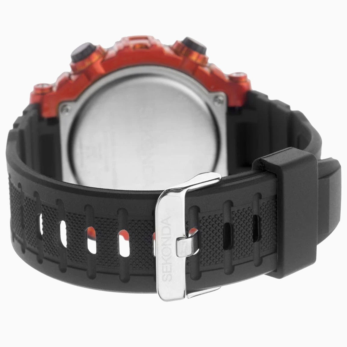 Sekonda Mens Digital Watch with Black Plastic Strap and Orange Accents 1527