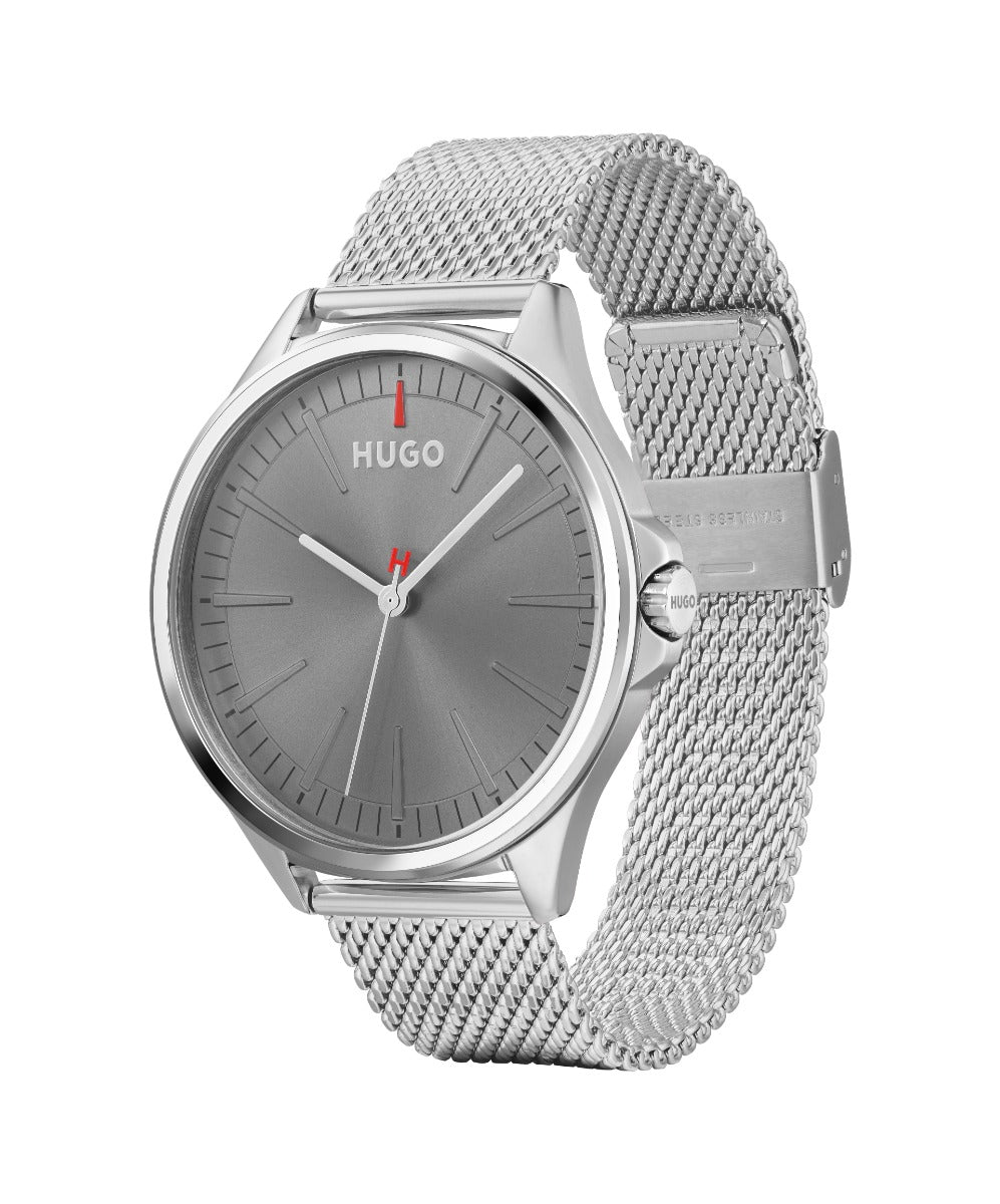 Hugo Mens Watch with Grey Dial and Silver Strap 1530135