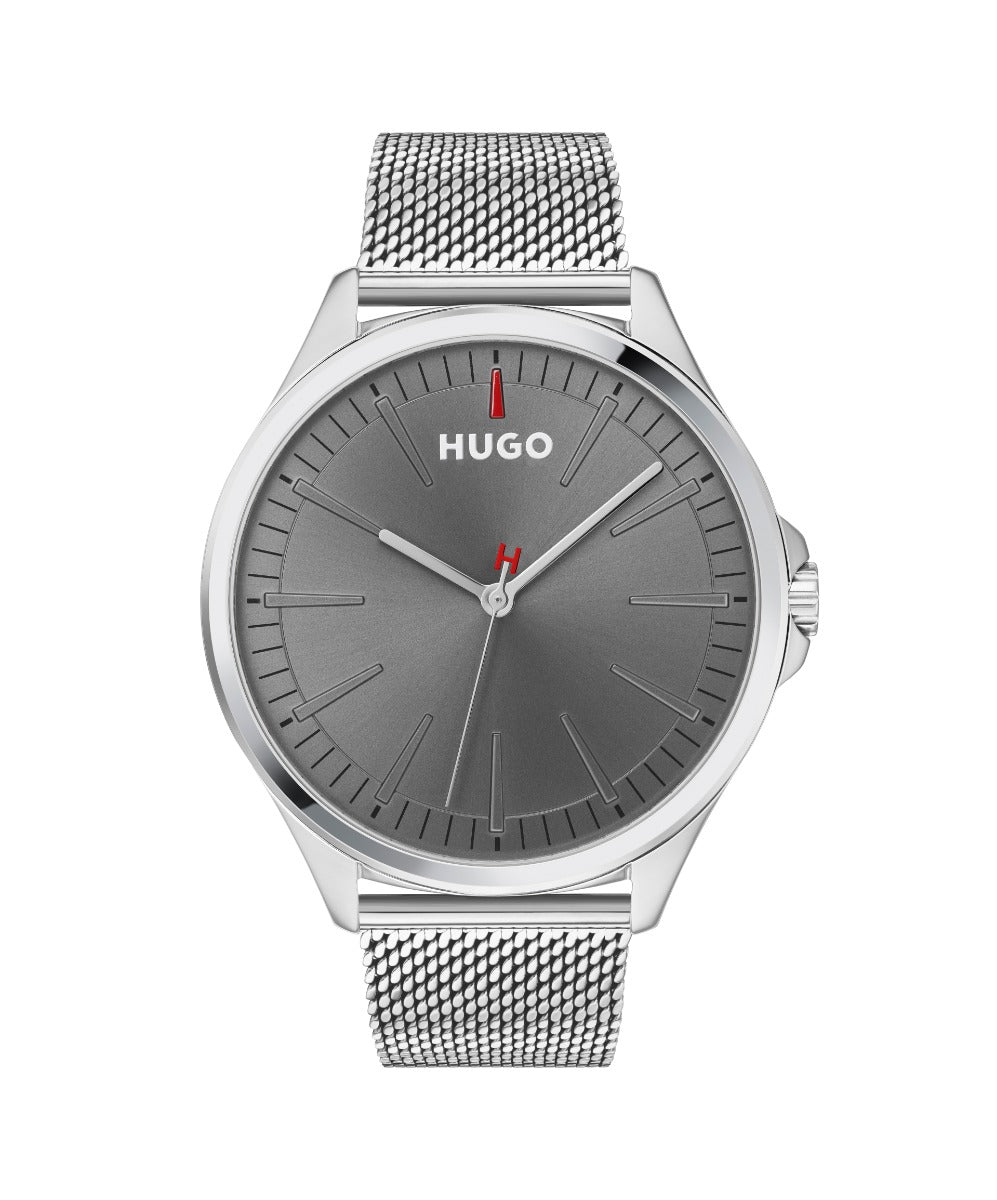 Hugo Mens Watch with Grey Dial and Silver Strap 1530135