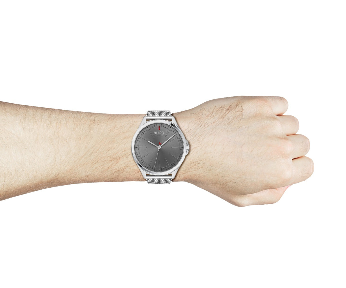 Hugo Mens Watch with Grey Dial and Silver Strap 1530135