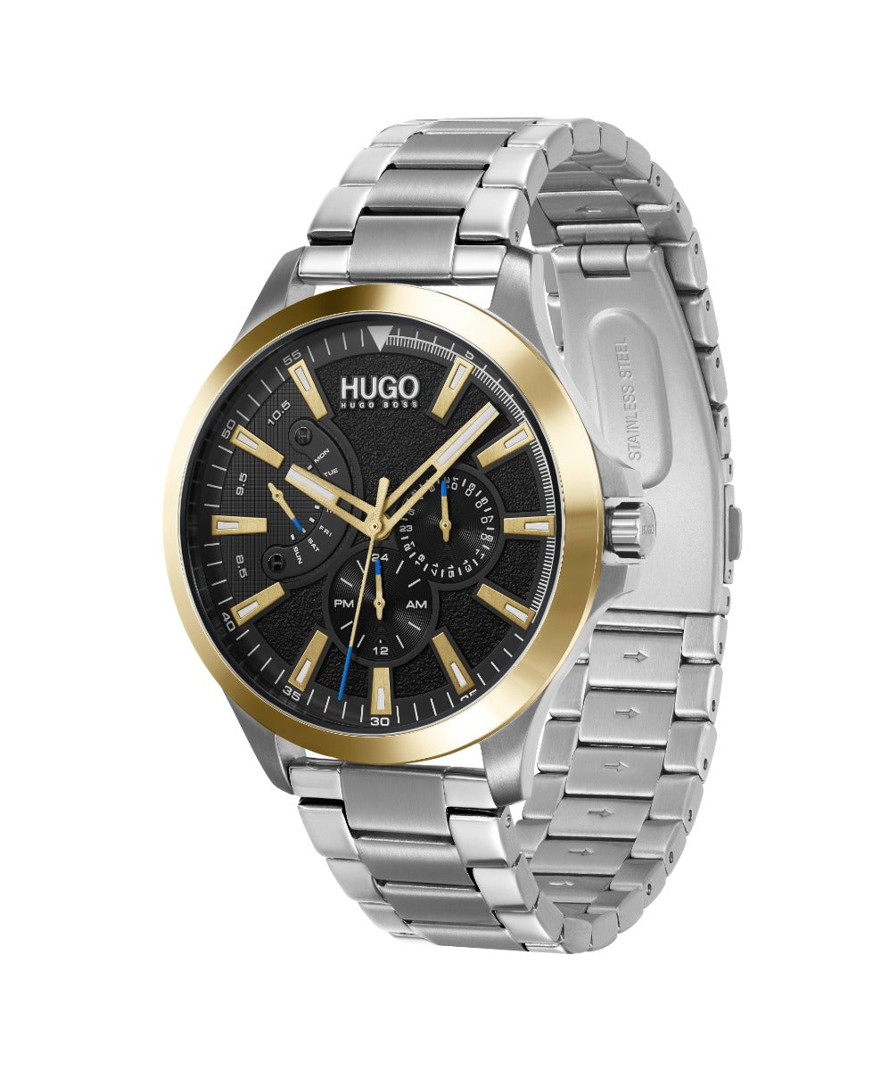 Hugo Mens Watch with Blue Dial and Silver Bracelet 1530174