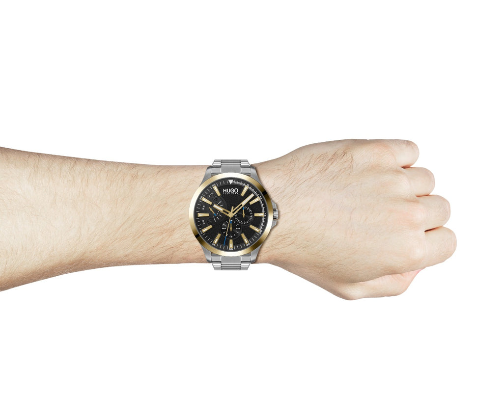 Hugo Mens Watch with Blue Dial and Silver Bracelet 1530174