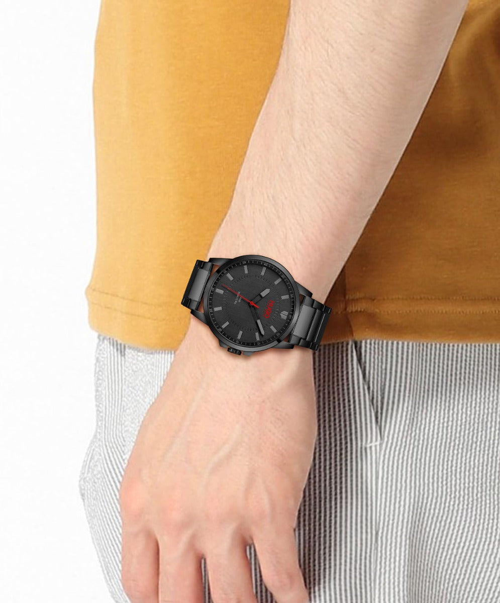 Hugo Mens Watch with Black Dial and Black Strap 1530187