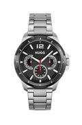 Hugo Mens Watch with Black Dial and Silver Bracelet 1530195