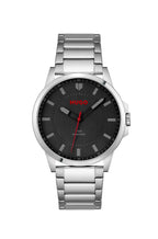 Hugo #First Mens Watch with Black Dial and Silver Strap 1530246