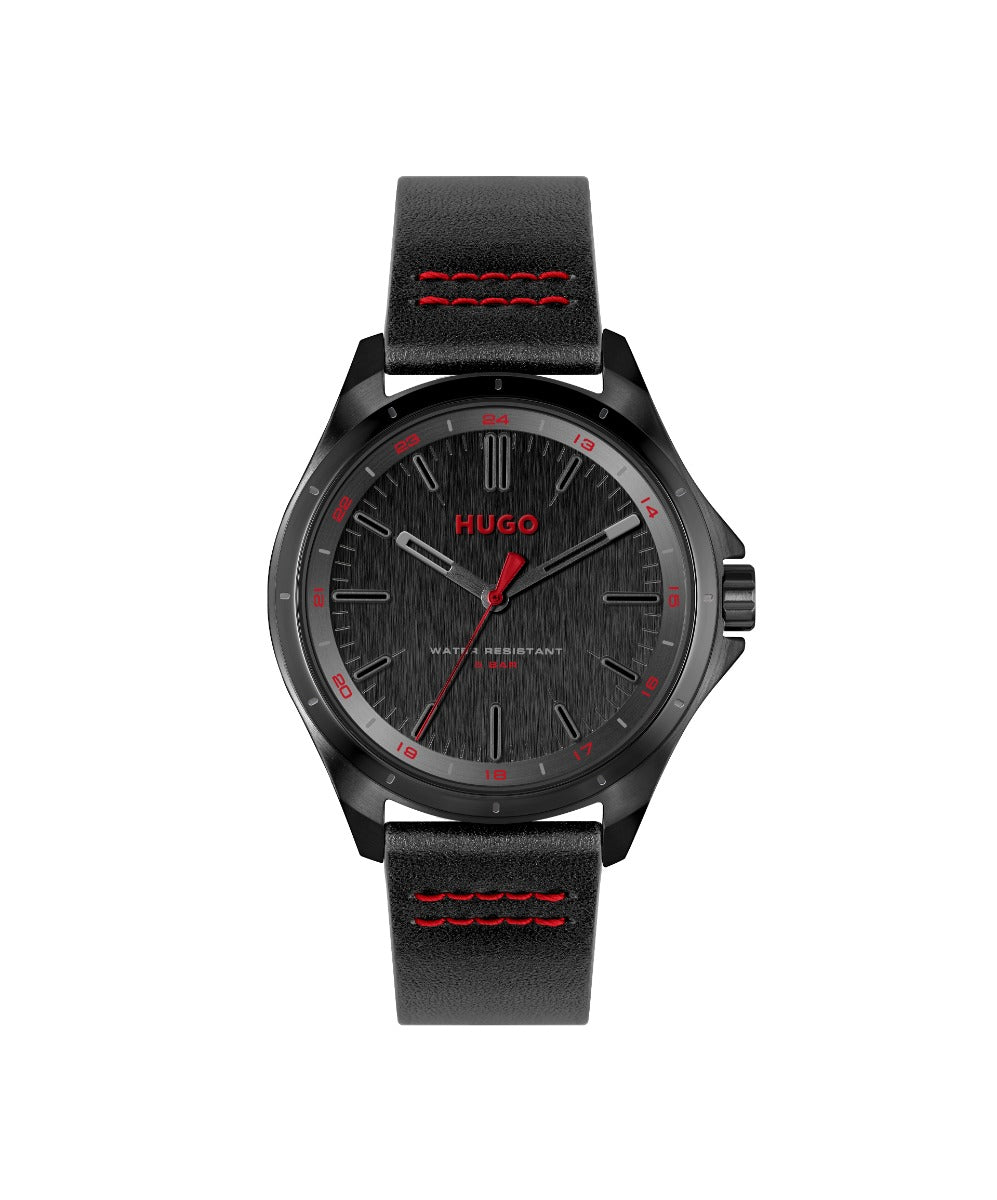 HUGO Mens Watch with Black Dial and Black Strap 1530321