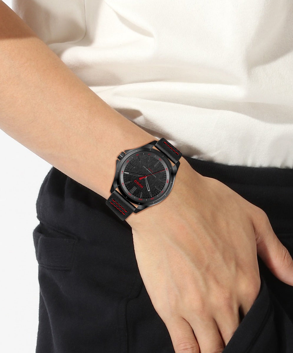 HUGO Mens Watch with Black Dial and Black Strap 1530321