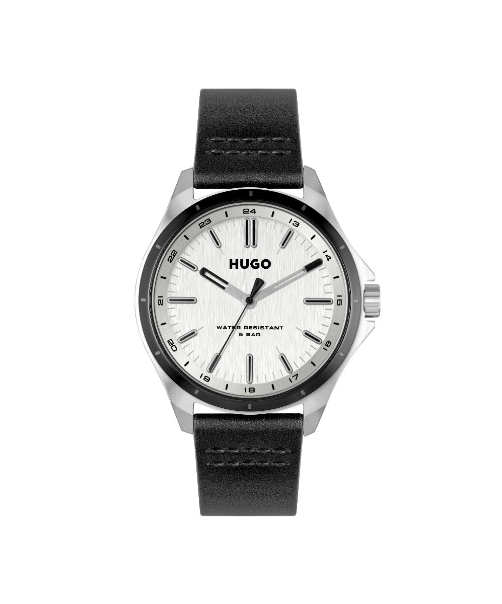 HUGO Mens Watch with Silver Dial and Black Strap 1530325