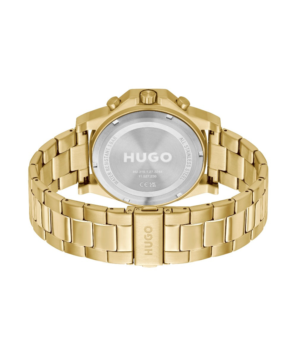 Hugo #Brave Mens Watch with Gold Dial and Gold Bracelet 1530349