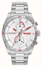 HUGO Mens Watch with White Dial and Silver Bracelet 1530373