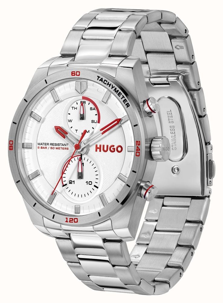 HUGO Mens Watch with White Dial and Silver Bracelet 1530373