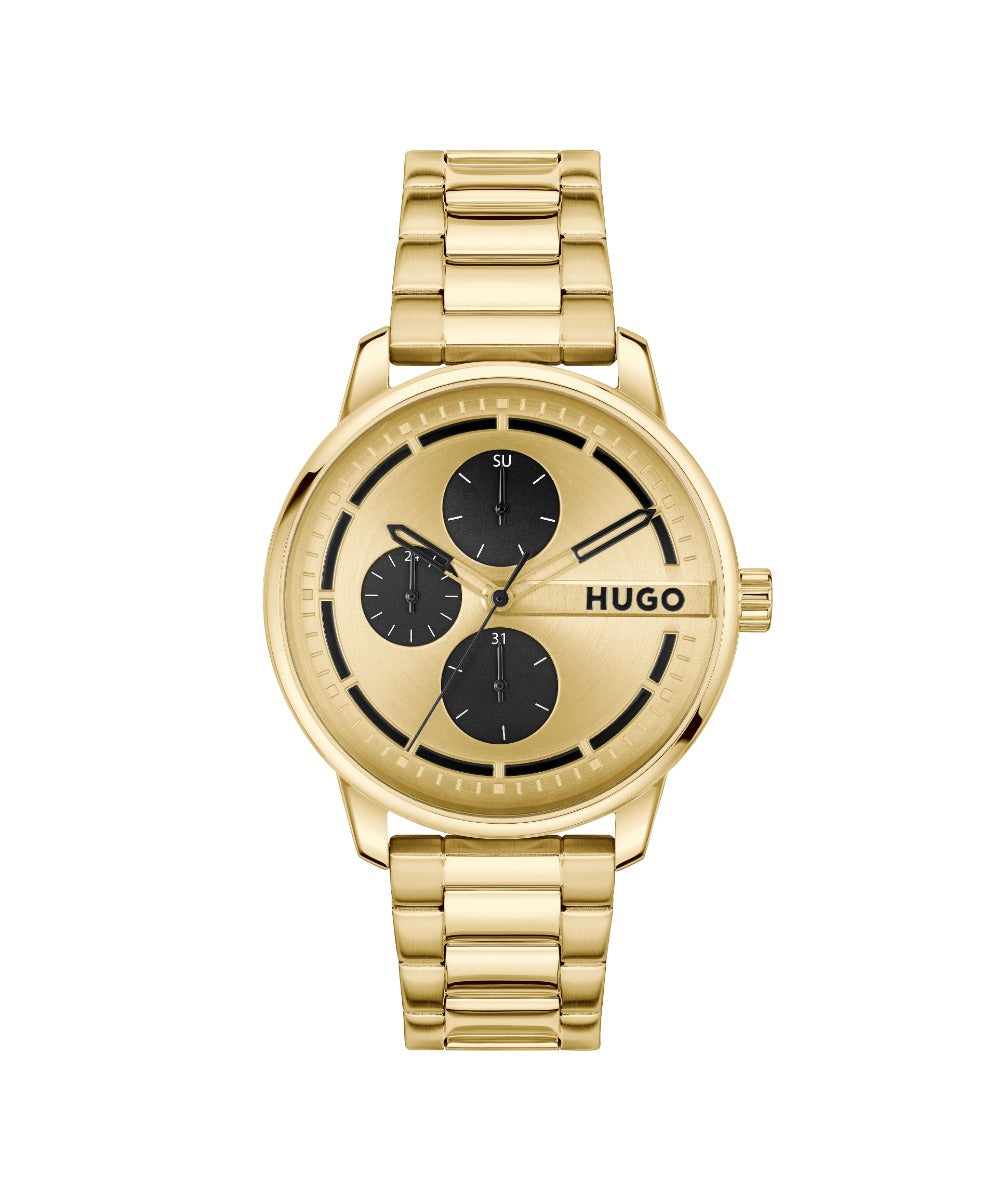 Hugo Mens Watch with Gold Dial and Gold Strap 1530385