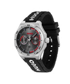 Gwylio Dynion Hugo gyda Deial Du a Strap Ddu 1530397