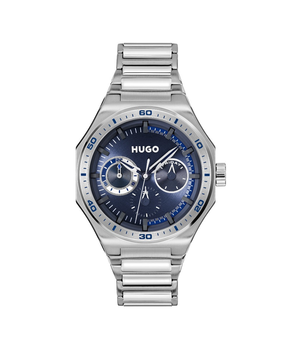 Hugo Mens Watch with Blue Dial and Silver Bracelet 1530400