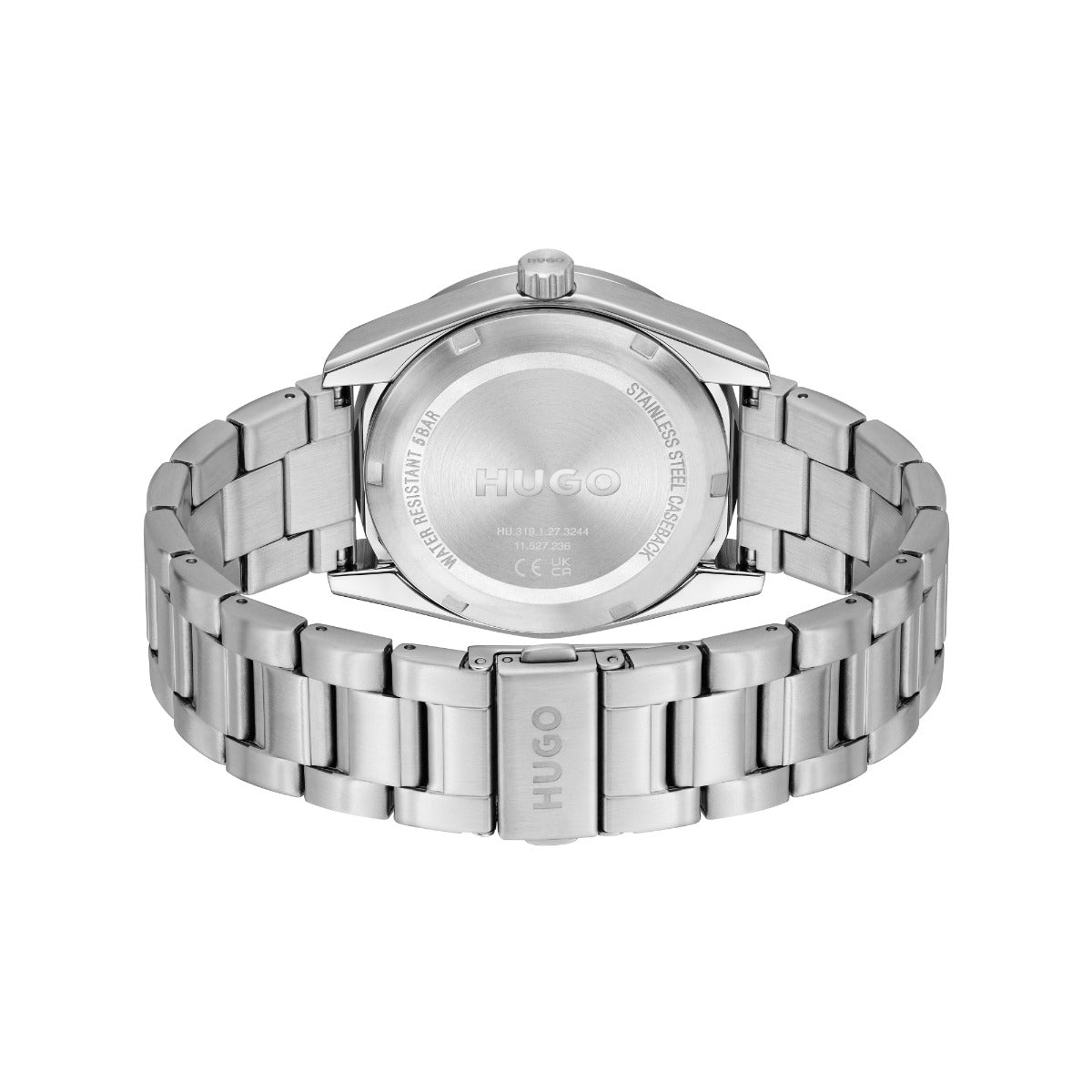 Gwylio Dynion Chwaraeon Hugo #Bright gyda Deial Glas a Strap Arian 1530424