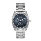 Gwylio Dynion Chwaraeon Hugo #Bright gyda Deial Glas a Strap Arian 1530424