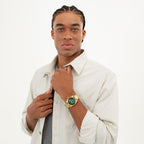 Hugo #Bright Sport Mens Watch with Green Dial and Gold Strap 1530425