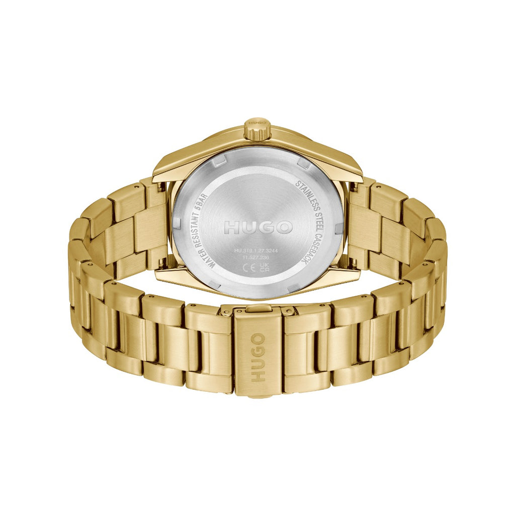 Hugo #Bright Sport Mens Watch with Green Dial and Gold Strap 1530425