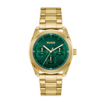 Hugo #Bright Sport Mens Watch with Green Dial and Gold Strap 1530425
