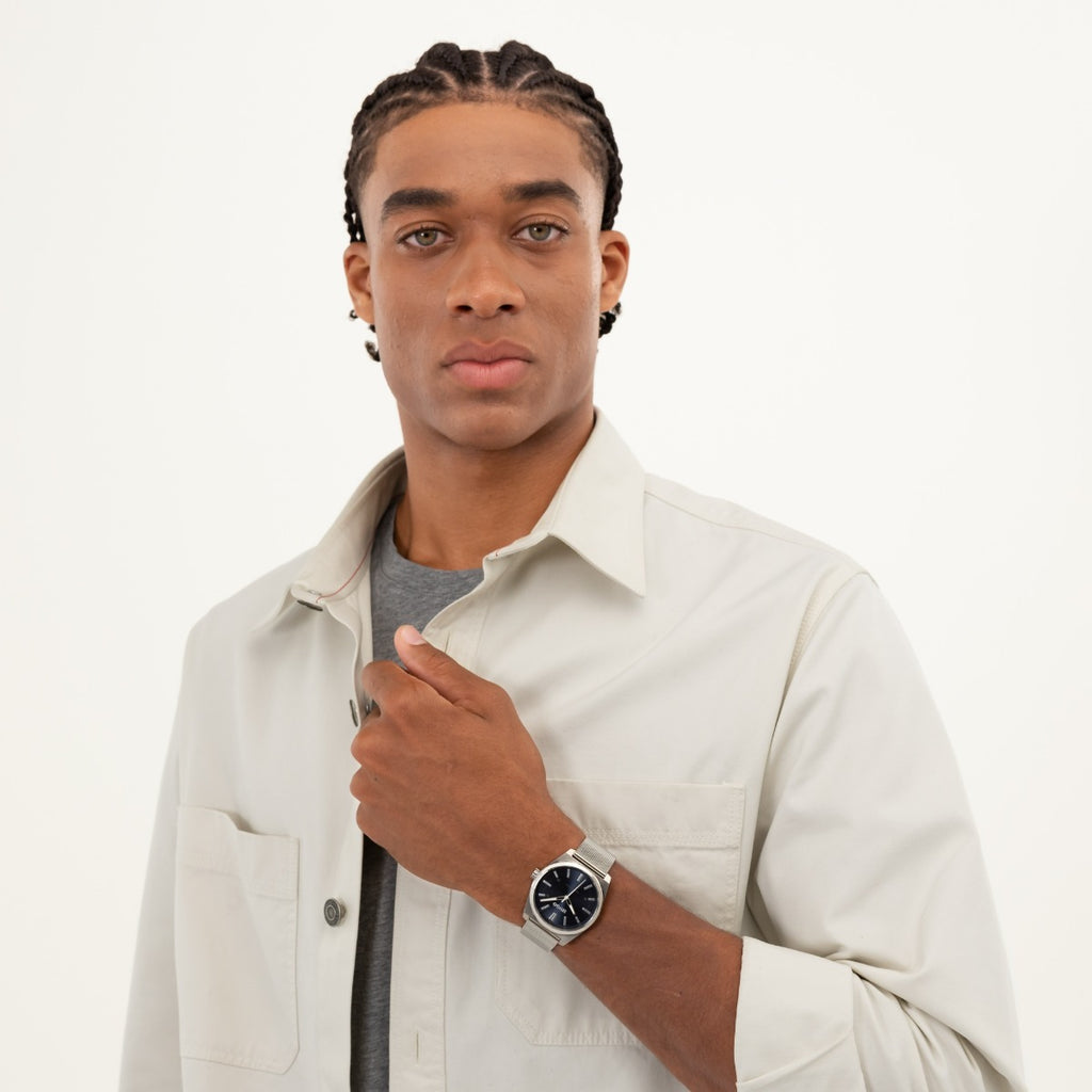 Hugo #Ark Mens Watch with Blue Dial and Silver Strap 1530439
