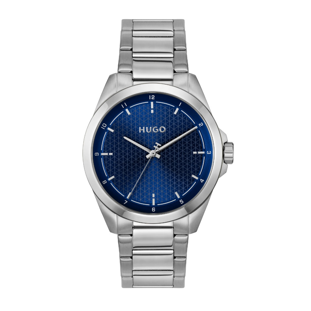 HUGO Seam Mens Watch with Blue Dial and Silver Bracelet 1530451