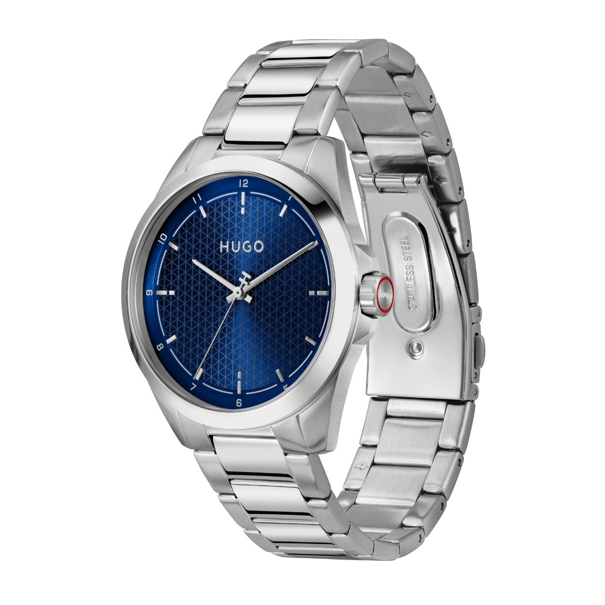HUGO Seam Mens Watch with Blue Dial and Silver Bracelet 1530451
