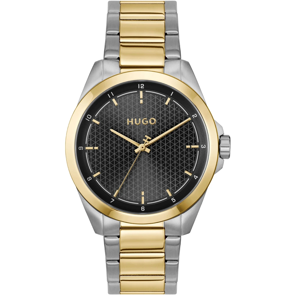 HUGO Seam Mens Watch with Black Dial and Two Tone Bracelet 1530452