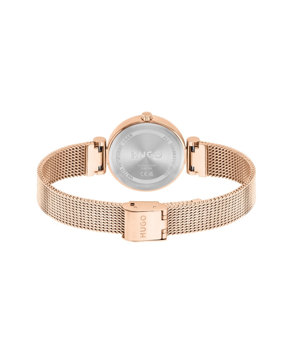 HUGO Ladies Watch with Purple Dial and Rose Gold Strap 1540128