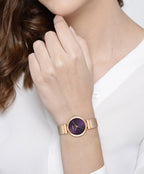 HUGO Ladies Watch with Purple Dial and Rose Gold Strap 1540128
