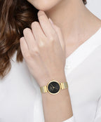 HUGO Ladies Watch with Black Dial and Gold Strap 1540129