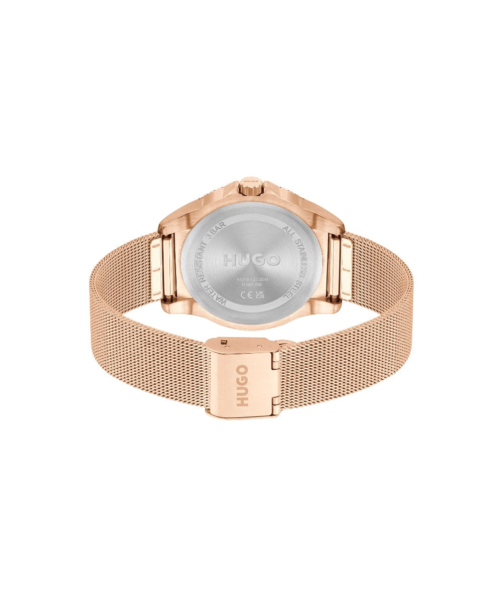 HUGO Ladies Watch with Silver Dial and Rose Gold Strap 1540161