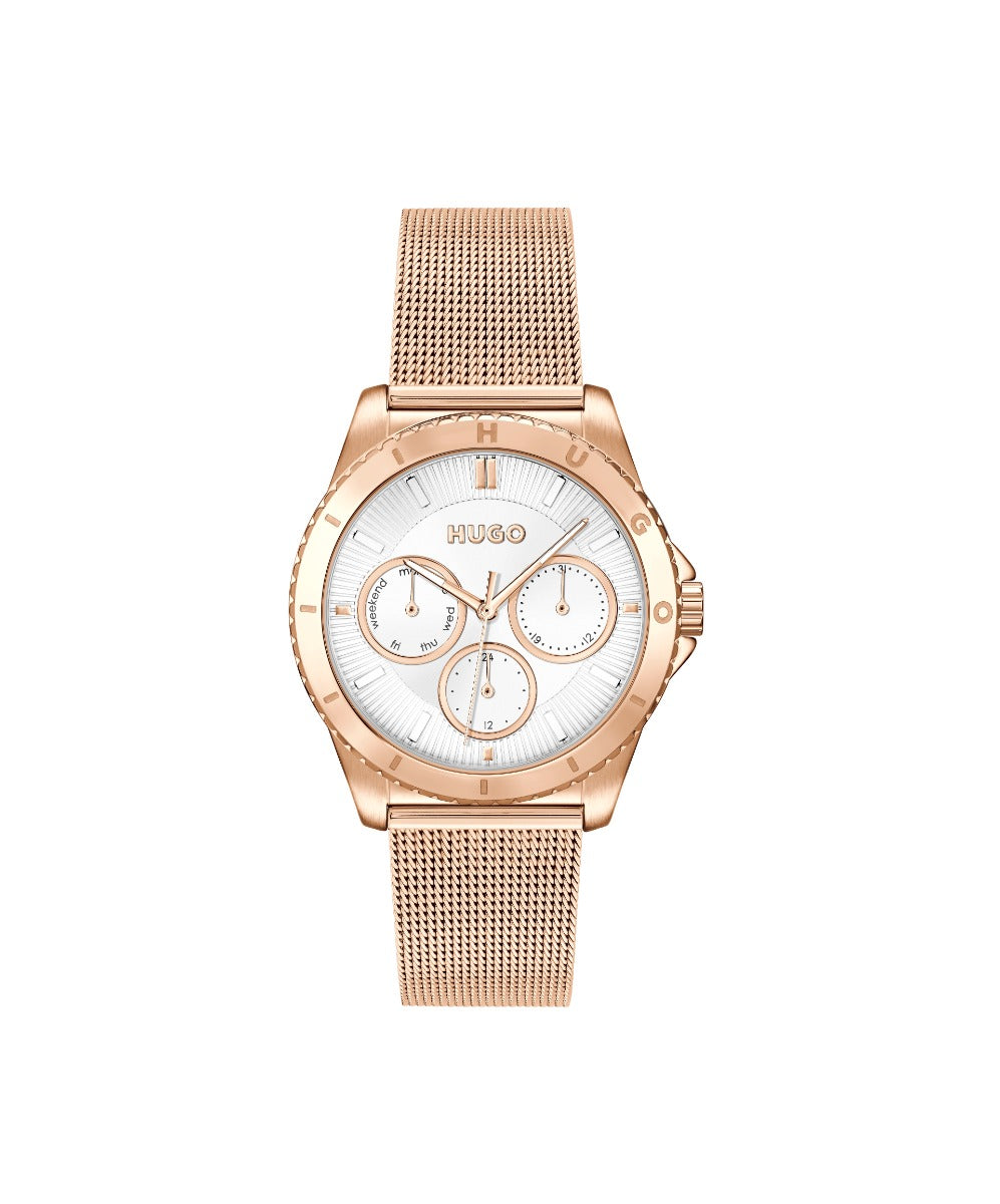 HUGO Ladies Watch with Silver Dial and Rose Gold Strap 1540161