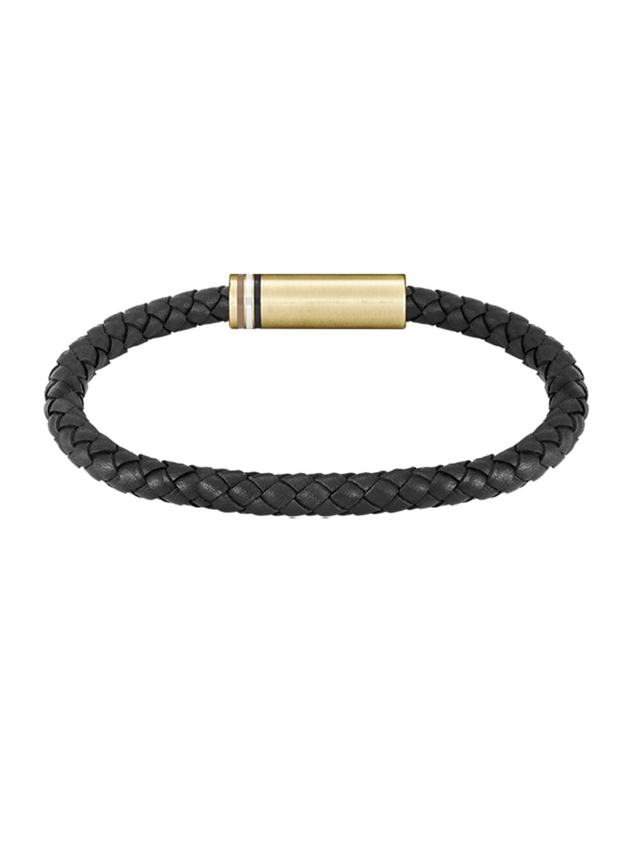 BOSS Men's Black Ares Single Leather Bracelet 1580624