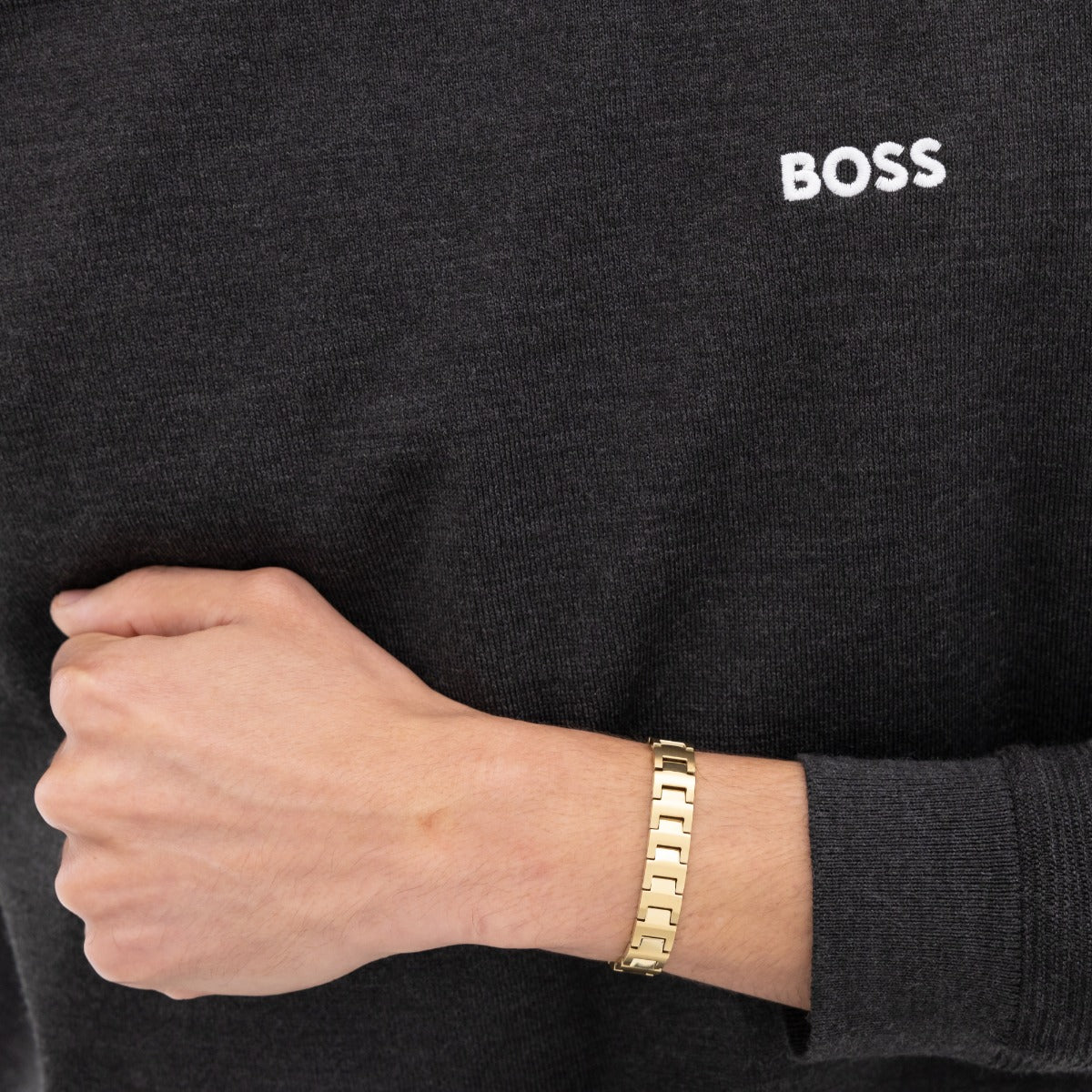 Boss Mens Gold Stainless Steel Candor Bracelet 1580753