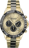 Sekonda Mens Watch with Gold Dial and Gold and Black Two Tone Bracelet 1650