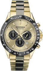 Sekonda Mens Watch with Gold Dial and Gold and Black Two Tone Bracelet 1650