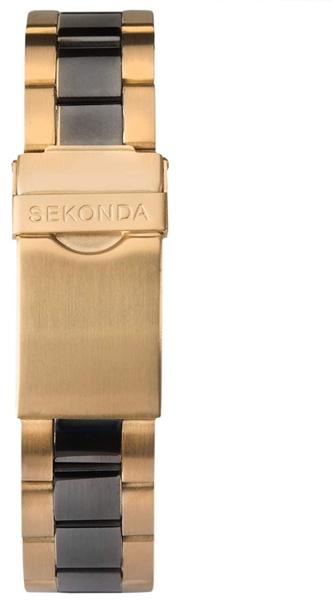 Sekonda Mens Watch with Gold Dial and Gold and Black Two Tone Bracelet 1650