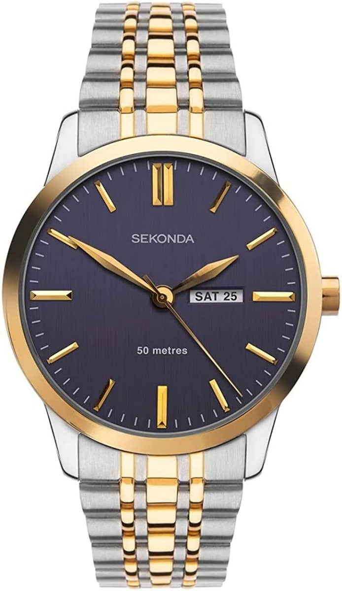 Sekonda Men's Classic Watch with Blue Dial and Two Tone Bracelet 1667
