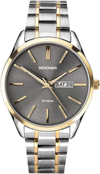 Sekonda Mens Watch with Grey Sunray Dial and Two Tone Bracelet 1706