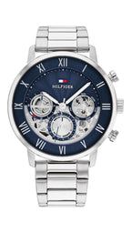 Tommy Hilfiger Legend Mens Watch with Blue Dial and Silver Strap 1710569